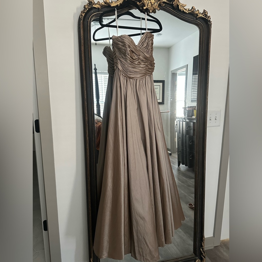 Watters Strapless Taupe Dress